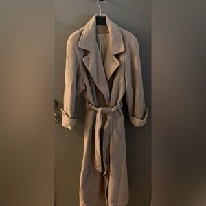 Vintage Nuko maxi nude camel double breasted belted 80% wool blend coat